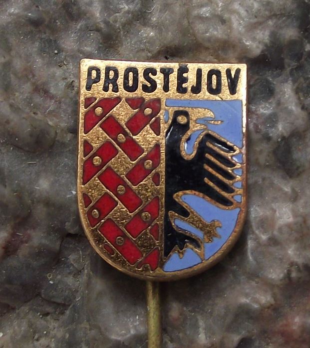 Prostejov Moravia Black Eagle Heraldic Crest Tourist Travel Souvenier Pin Badge - Badgecrazy