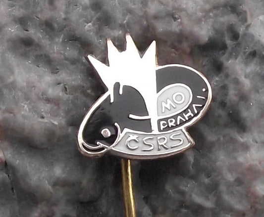 Vintage Prague 1 Fishing Angling Association Catfish Eel Fish Members Pin Badge - Badgecrazy