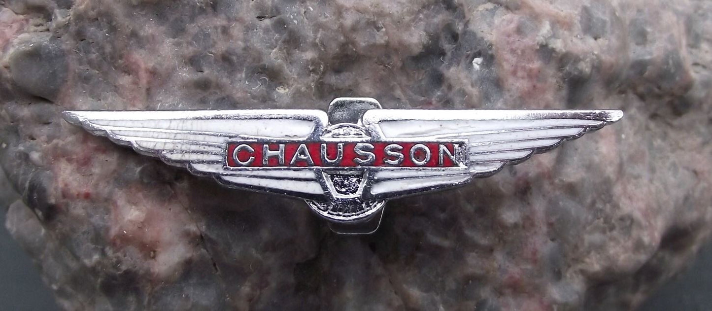 Vintage Chausson RV French Camper Van Maker Logo Jacket Lapel Button Hole Pin - Badgecrazy