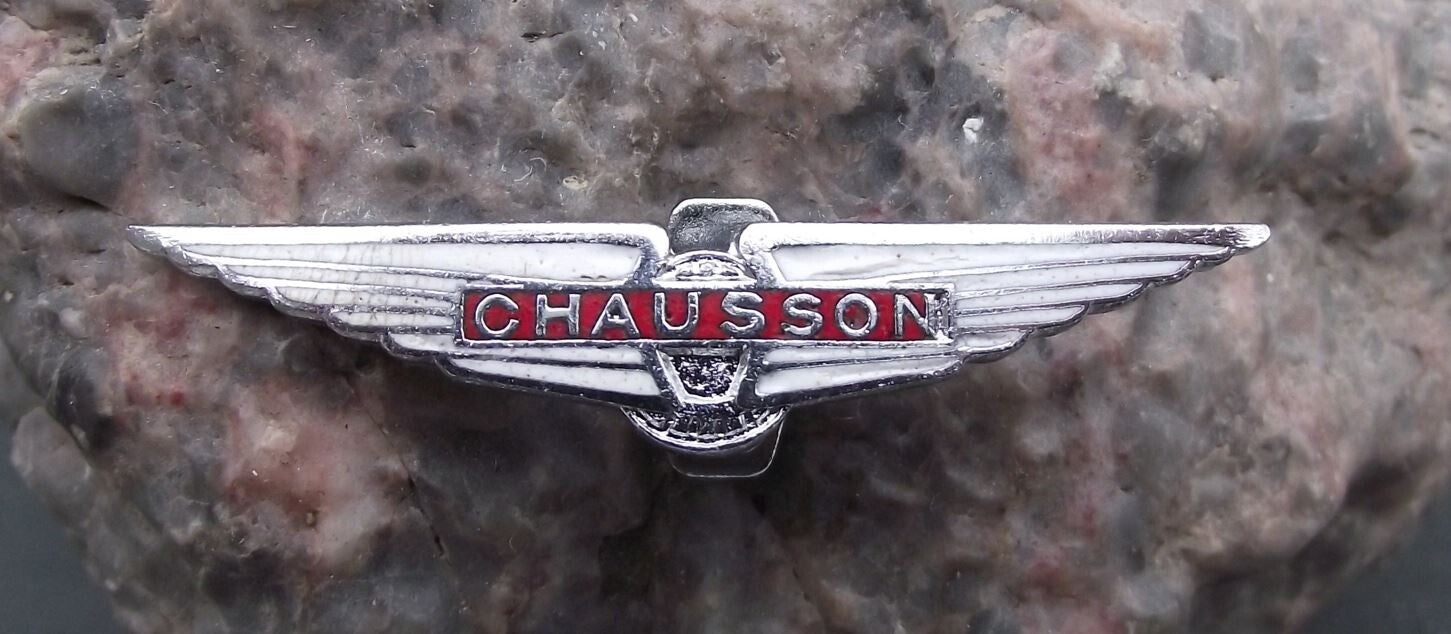 Vintage Chausson RV French Camper Van Maker Logo Jacket Lapel Button Hole Pin - Badgecrazy