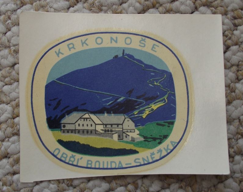 Antique Krkonose Mountain Range Obri Bouda Hut Snezka Peak Decal Sticker - Badgecrazy