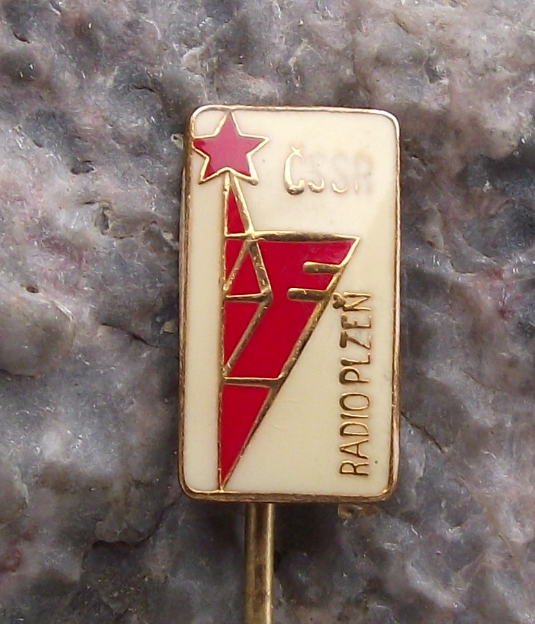 Vintage Radio Plzen CSSR Czech State Broadcasting Company Transmitter Pin Badge - Badgecrazy