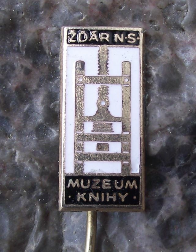 Antique Zdar nad Sazavou Czech Museum of Books Printing Press Pin Badge - Badgecrazy