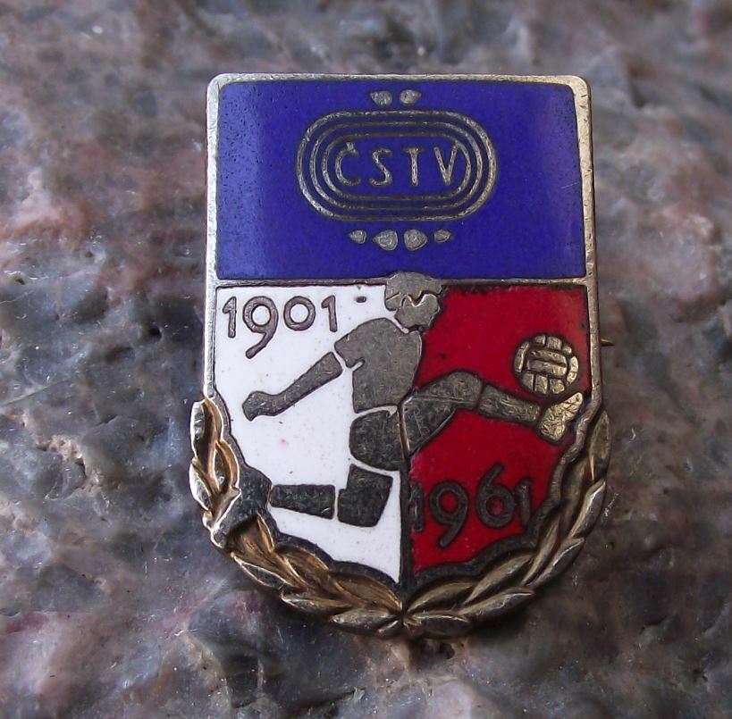 1961 Czech Football Association CSTV 60th Anniversary Soccer Brooch Pin Badge - Badgecrazy