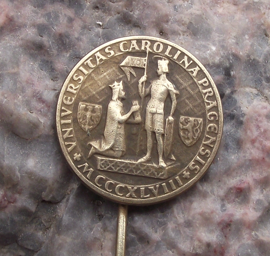 Vintage Charles University Prague Univerzita Karlova Student Crest Pin Badge - Badgecrazy