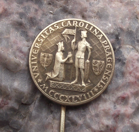 Vintage Charles University Prague Univerzita Karlova Student Crest Pin Badge - Badgecrazy