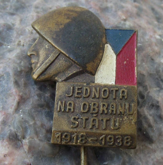 1938 First 1st World War 20th Anniversary Czechoslovakia Soldier Pin Badge