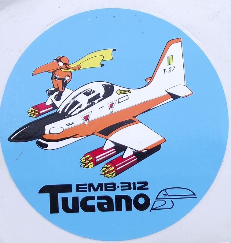 Vintage Embraer EMB 312 Tucano Toucan Logo Sticker Decal - Badgecrazy