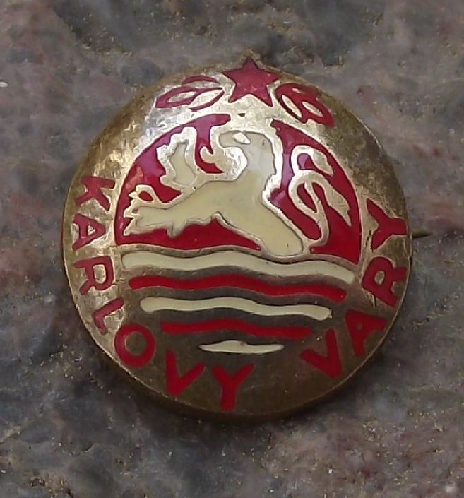 Antique Karlovy Vary Carlsbad Heraldic White Lion Emblem Logo Pin Badge - Badgecrazy