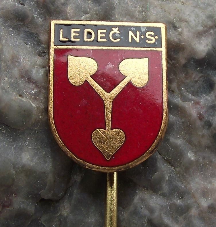 Antique Ledec nad Sazavou Czech Coat of Arms Heraldic Crest Shield Pin Badge - Badgecrazy