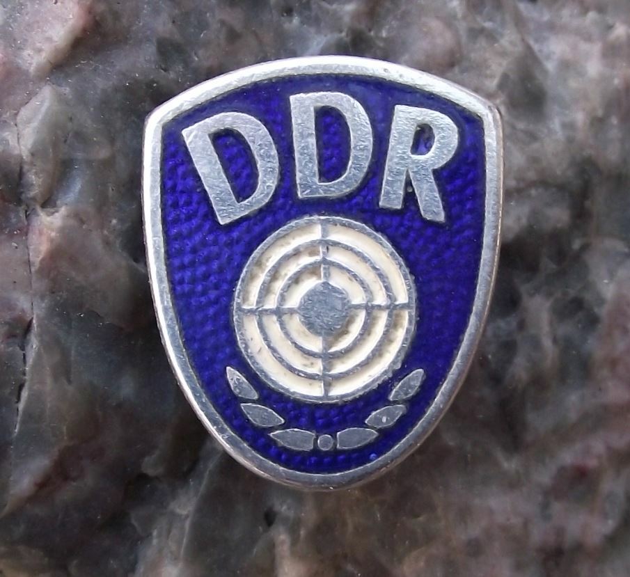 East German DDR GDR Gun Target Marksman Military Shooting Award Pin Badge Blue - Badgecrazy