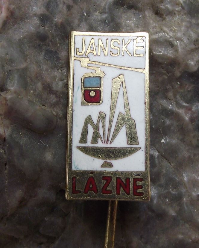 Antique Janske Lazne Spa Resort Cable Car Natural Spring Fountain Pin Badge - Badgecrazy