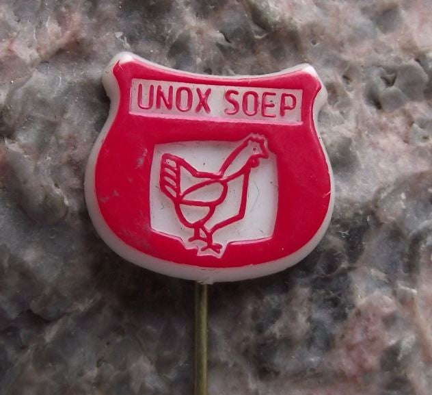 Antique Unox Soep Chicken Soup Maker Holland Dutch Food Advertising Pin Badge - Badgecrazy