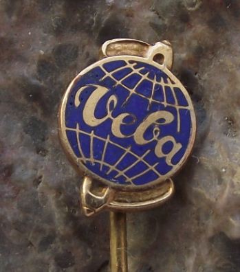 Antique Veba Czechoslovakia Globe Map of the World Advertising Pin - Badgecrazy