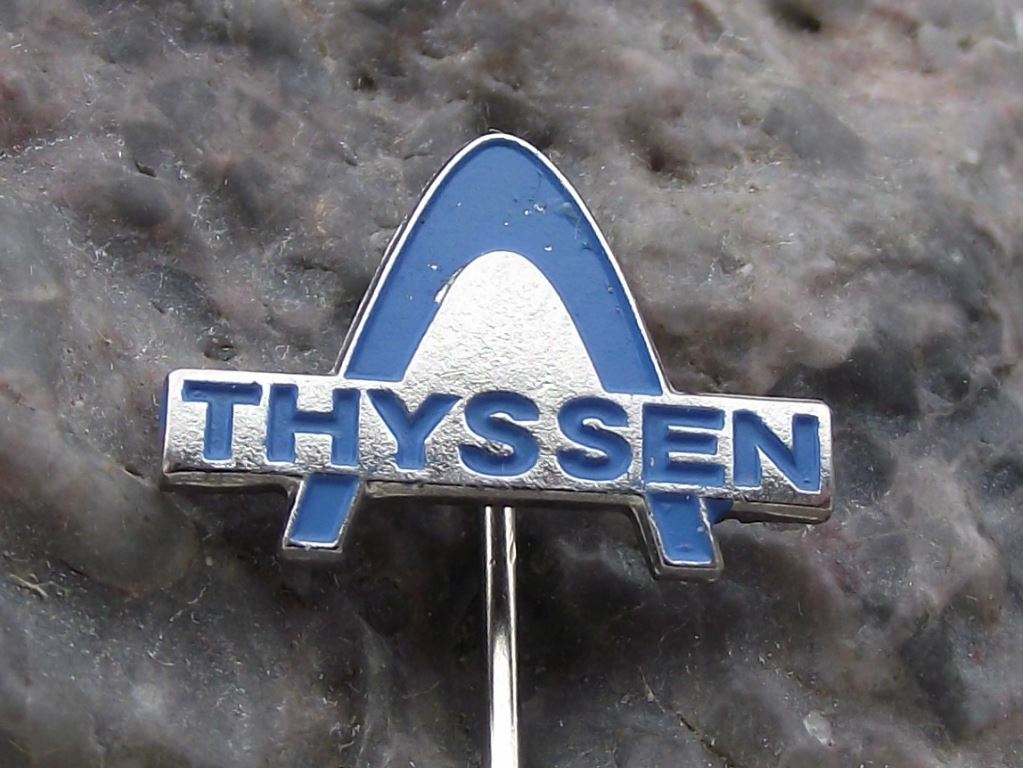 Antique Thysssen AG German Steel Foundry Works WW2 Ships Tanks Company Pin Badge - Badgecrazy