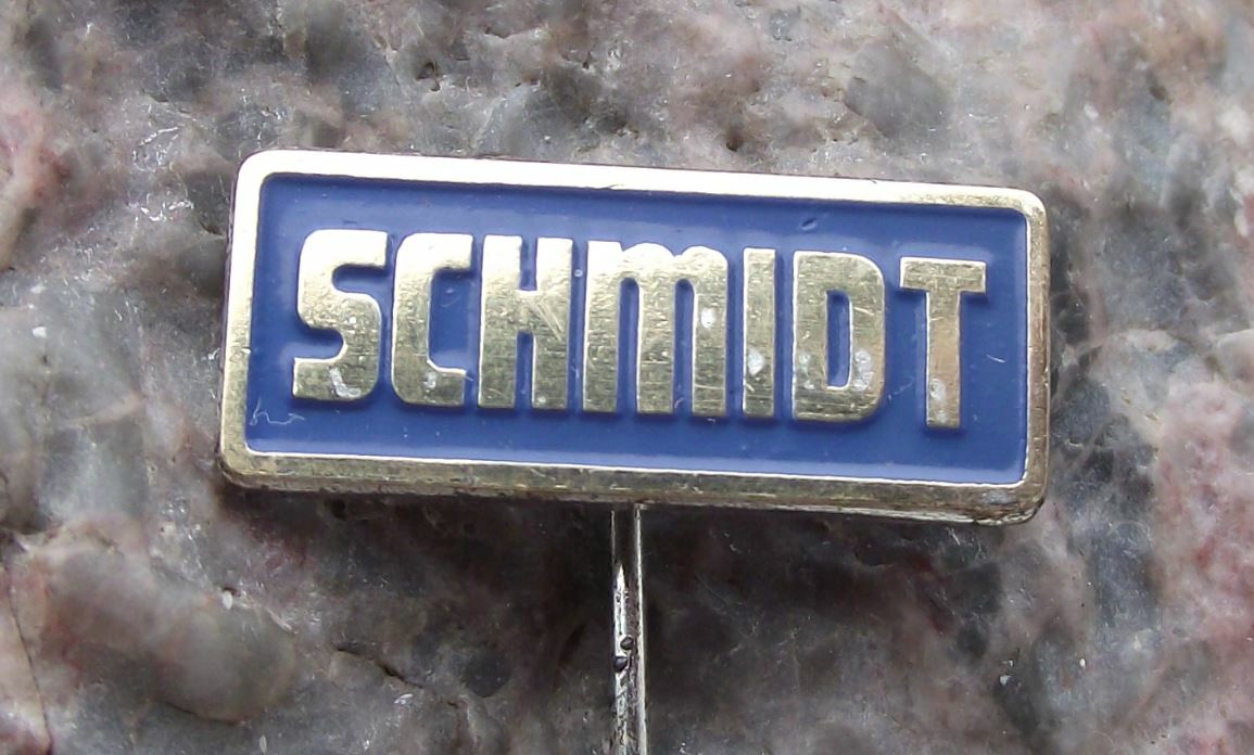 Vintage Schmidt Plastic Moulded Parts Company Germany German Pin Badge - Badgecrazy