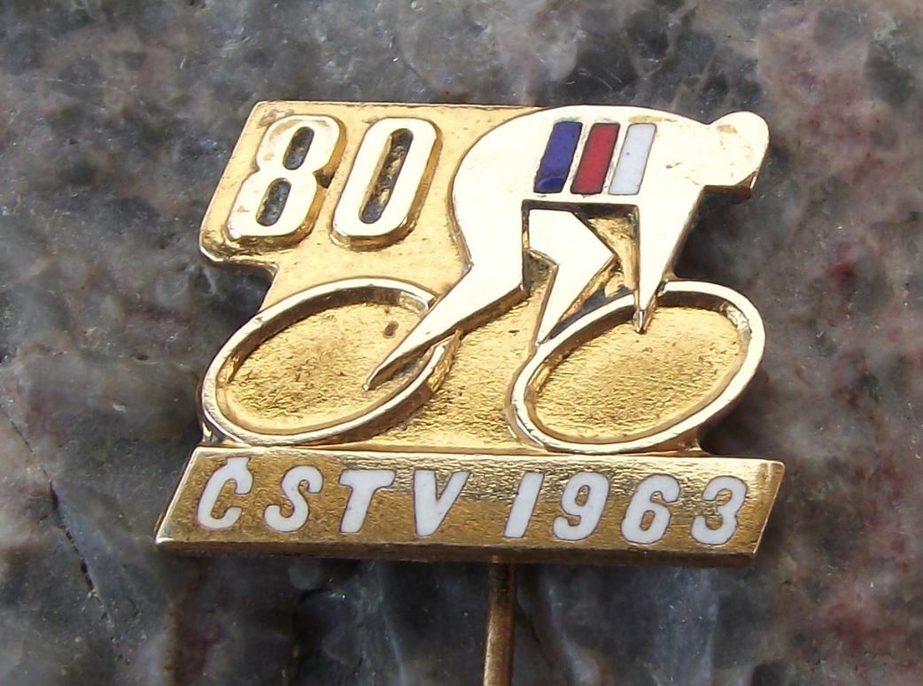 1963 Czech Cycle Cycling Association Club 80th Anniversary Gold Pin Badge - Badgecrazy