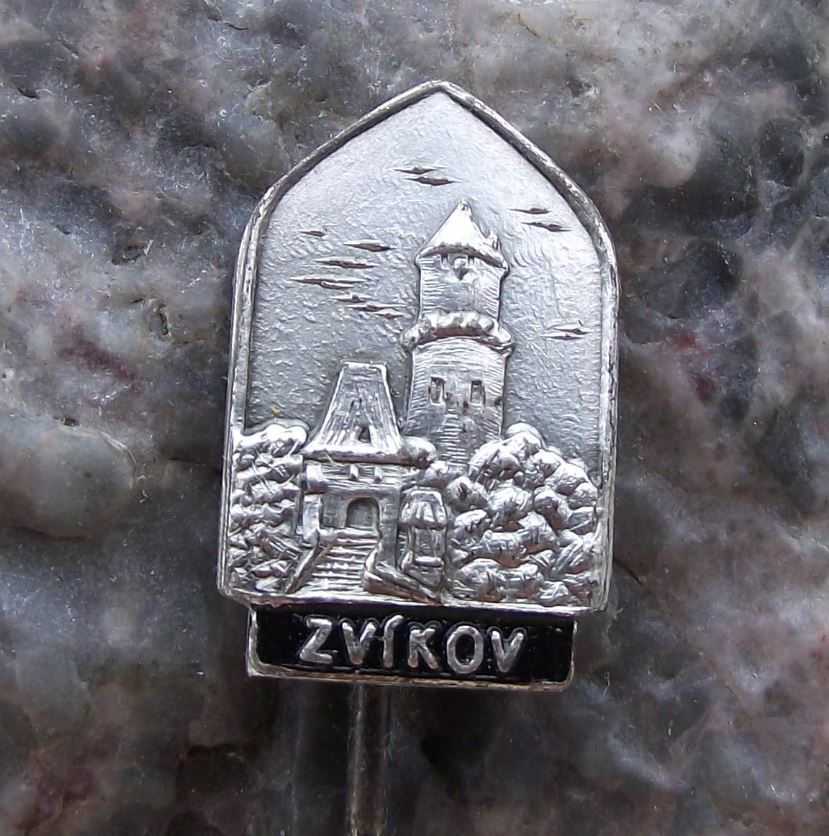 Antique 1950s Zvikov Gothic Castle Klingenberg Czech Tourist Souvenier Pin Badge - Badgecrazy