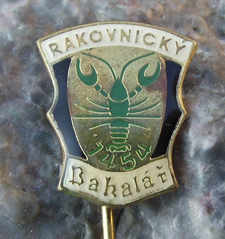 Antique Bakalar Rakovnicky Pivovar Czech Lobster Logo Brewery Beer Pin Badge - Badgecrazy