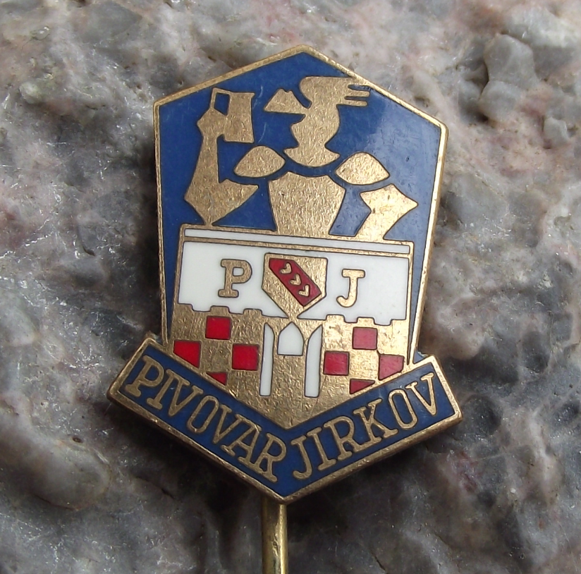 Antique Pivovar Jirkov PJ Brewery Czech Lager Beer Advertising Pin Badge - Badgecrazy
