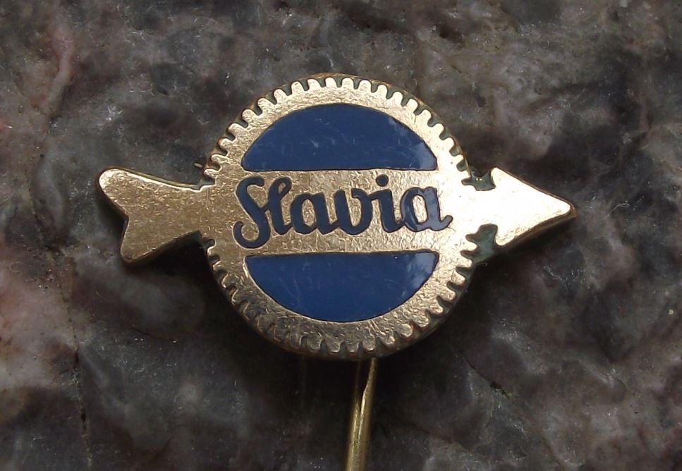 Antique Slavia Czechoslovakia Air Rifle Weapons Factory Arrow Logo Gun Pin Badge - Badgecrazy
