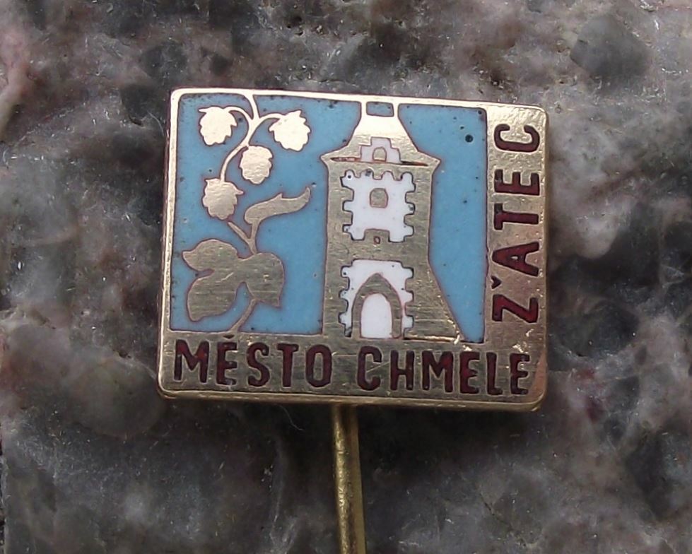 Antique Zatec Czechoslovakia Town of Brewing Beer Hops Souvenier Pin Badge - Badgecrazy