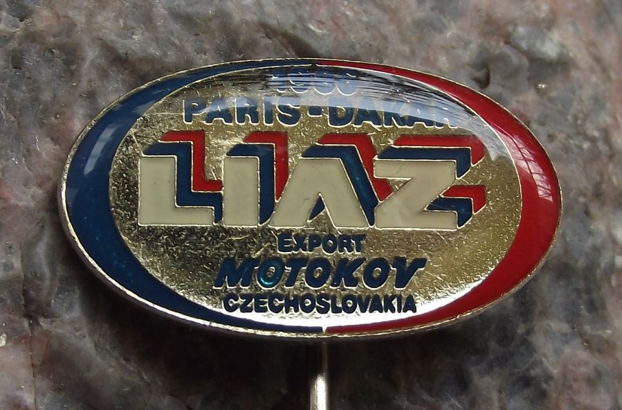 1986 Paris Dakar Desert Race Liaz Trucks Motokov Sponsor Support Team Pin Badge - Badgecrazy