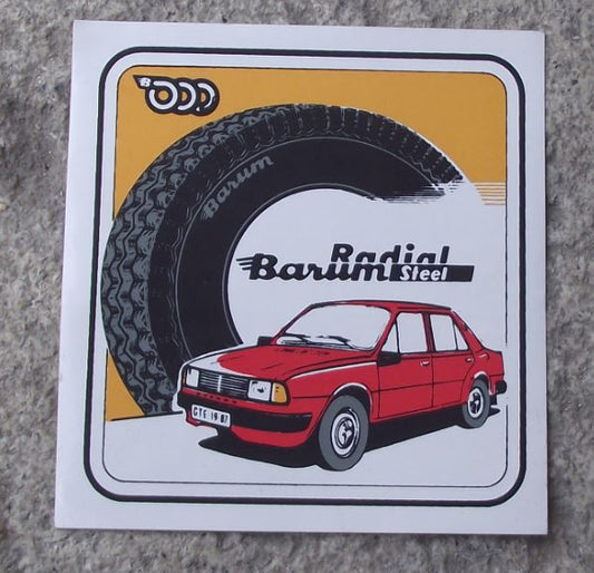 Original 1987 Skoda Estelle 120 GTE Barum Radial Car Tyres Tires Sticker Decal - Badgecrazy