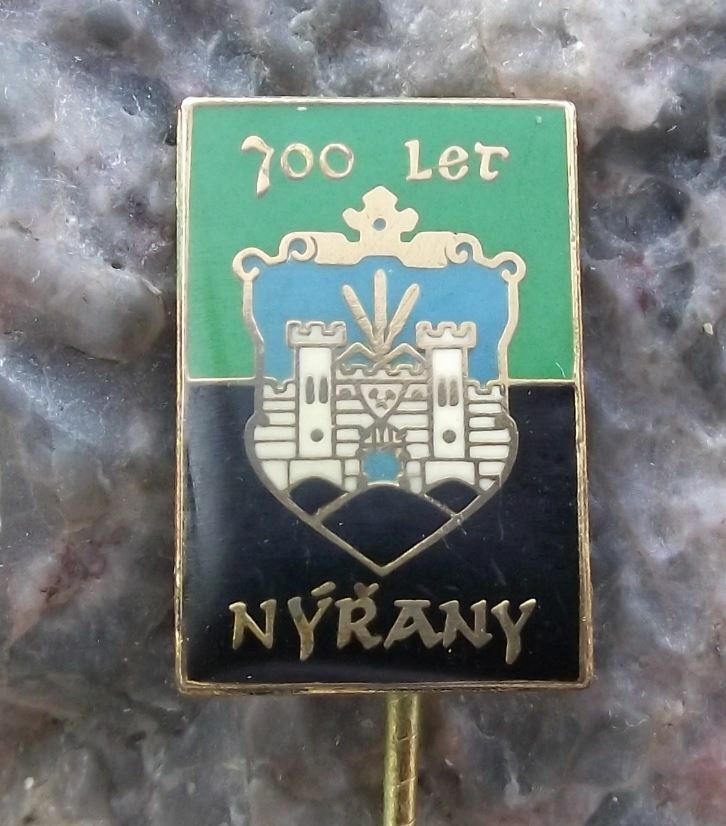 1972 Nyrany Coat of Arms Czech Heraldic Crest 700th Anniversary Pin Badge - Badgecrazy