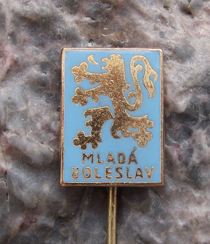 Antique Mlada Boleslav Lion Coat of Arms Czech City Heraldic Crest Pin Badge - Badgecrazy