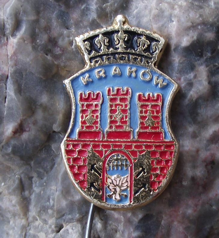 Vintage Krakow Castle Towers Castle City Crown Heraldic Crest Tourist Pin Badge - Badgecrazy