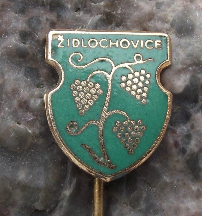 Antique Zidlochovice Czech Grapes Fruit Coat of Arms Heraldic Crest Pin Badge - Badgecrazy