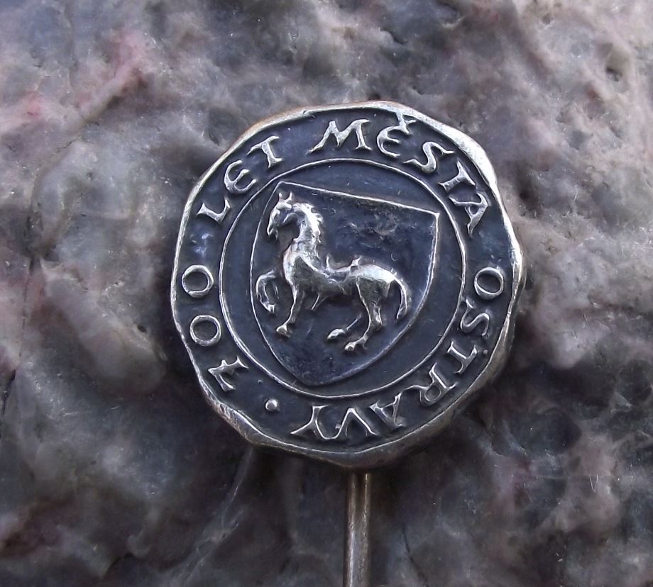 1967 Ostrava City Heraldic Crest Coat of Arms 700th Anniversary Pin Badge - Badgecrazy
