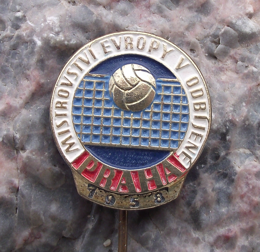 1958 European Mens Volleyball Championships Czechoslovakia Souvenier Pin Badge - Badgecrazy