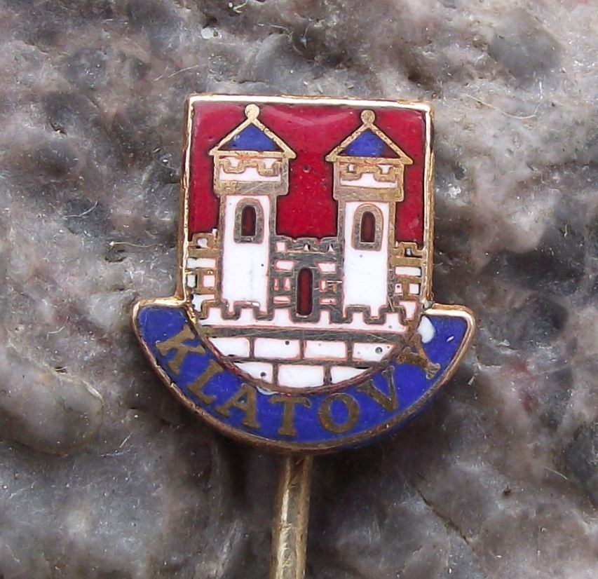 Antique Klatovy Klattau Czech Castle Coat of Arms Heraldic Crest Pin Badge - Badgecrazy