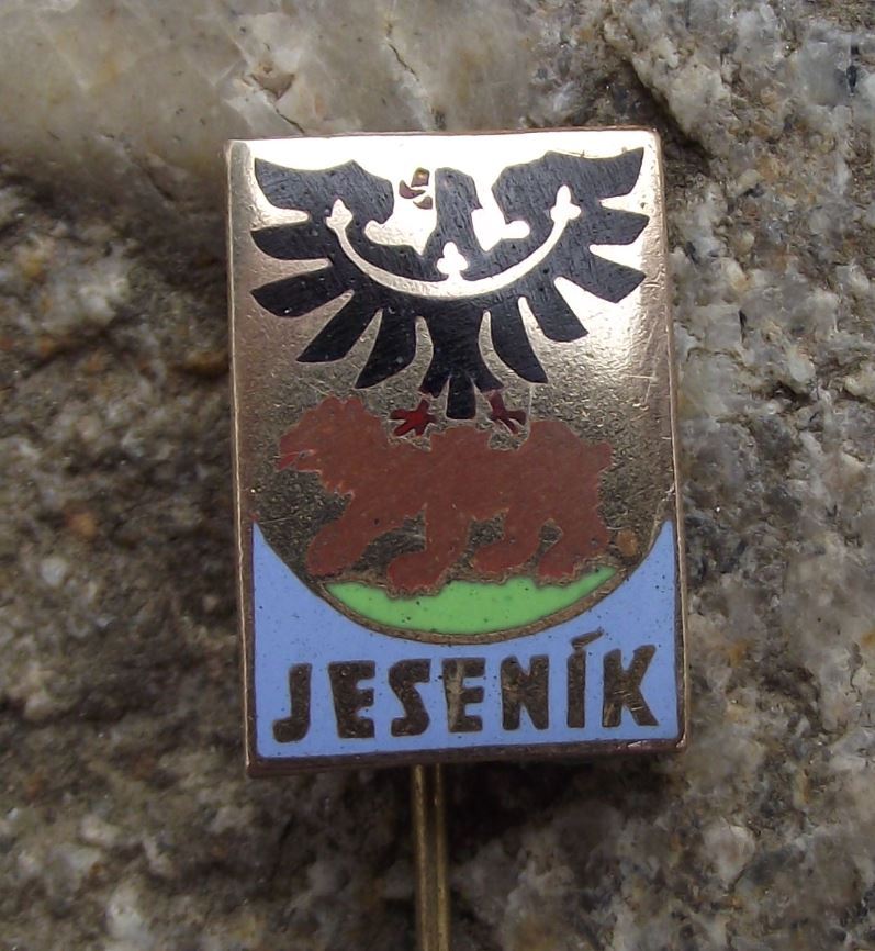 Antique Jesenik Black Spread Eagle Brown Bear Heraldic Crest Shield Pin Badge - Badgecrazy