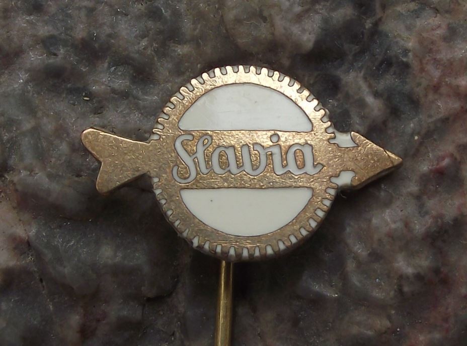 Antique Slavia Czechoslovakia Air Rifle Weapons Factory Arrow Logo Gun Pin Badge - Badgecrazy