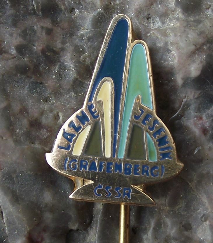 Antique Lazne Jesenik Grafenberg Czechoslovakia Spa Town Fountain Pin Badge - Badgecrazy