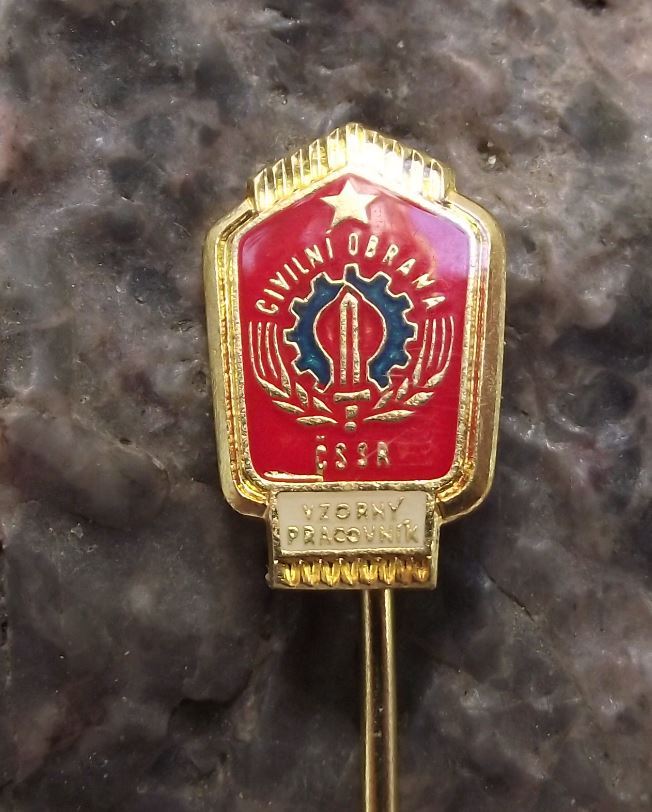 Antique Czech Civil Defense Defence Outstanding Worker Award Pin Badge - Badgecrazy