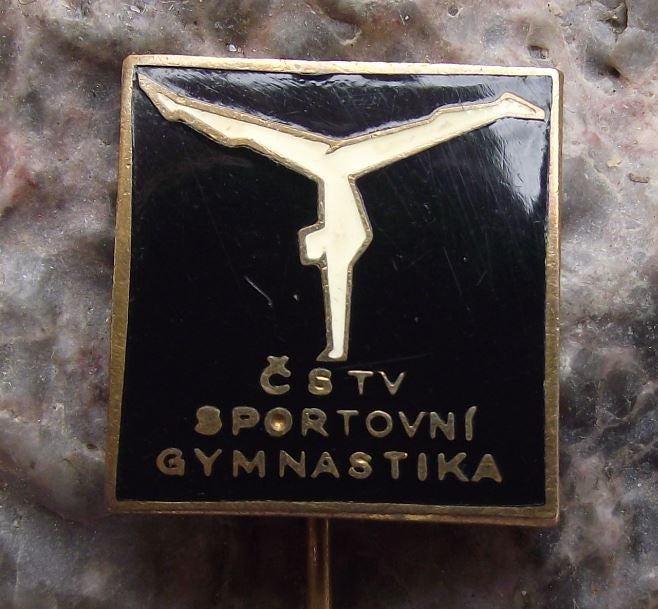 Vintage CSTV Sports Gymnastics Hand Stand Back Walkover Split Exercise Pin Badge - Badgecrazy