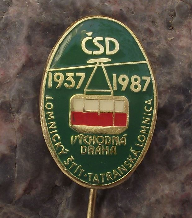 1987 Czech South Eastern Rail System CSD Mountain Cable Car Lomnice Pin Badge - Badgecrazy