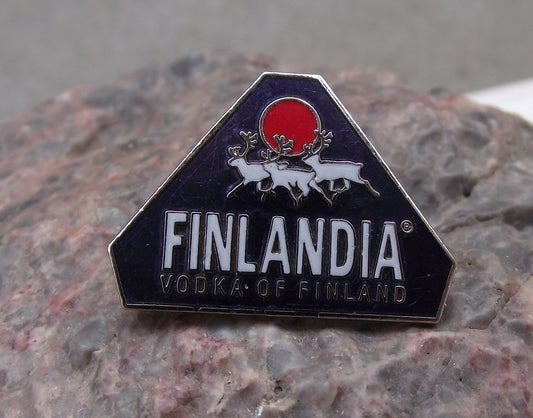 Finlandia Vodka of Finland Reindeer Elk & Red Moon Sun Alcohol Tie Pin Badge - Badgecrazy