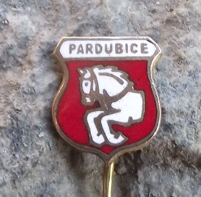 Pardubice White Horse Racing Czech City Heraldic Crest Coat of Arms Pin Badge - Badgecrazy