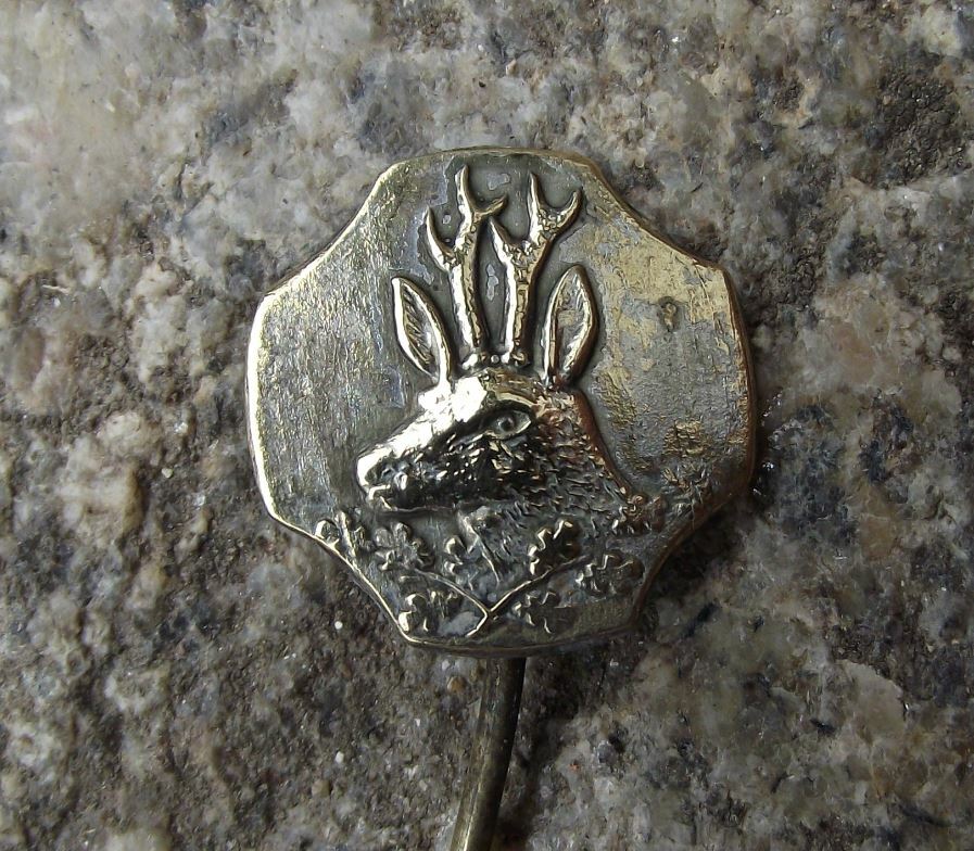 Vintge Stag Deer Head Hunt Hunters Lucky Czech Hunting Antlers Pin Badge