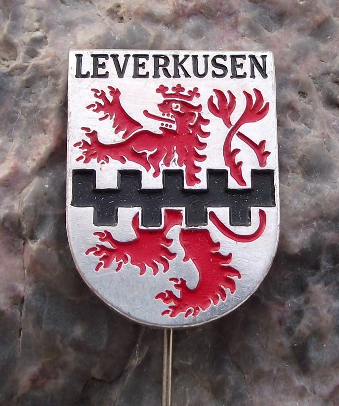 Vintage Leverkusen Westphalia Germany Coat of Arms Heraldic Crest Pin Badge - Badgecrazy