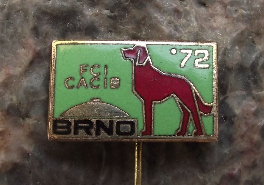 1972 CACIB Pointer Breed World Champion Dog Show FCI Event Brno Pin Badge - Badgecrazy