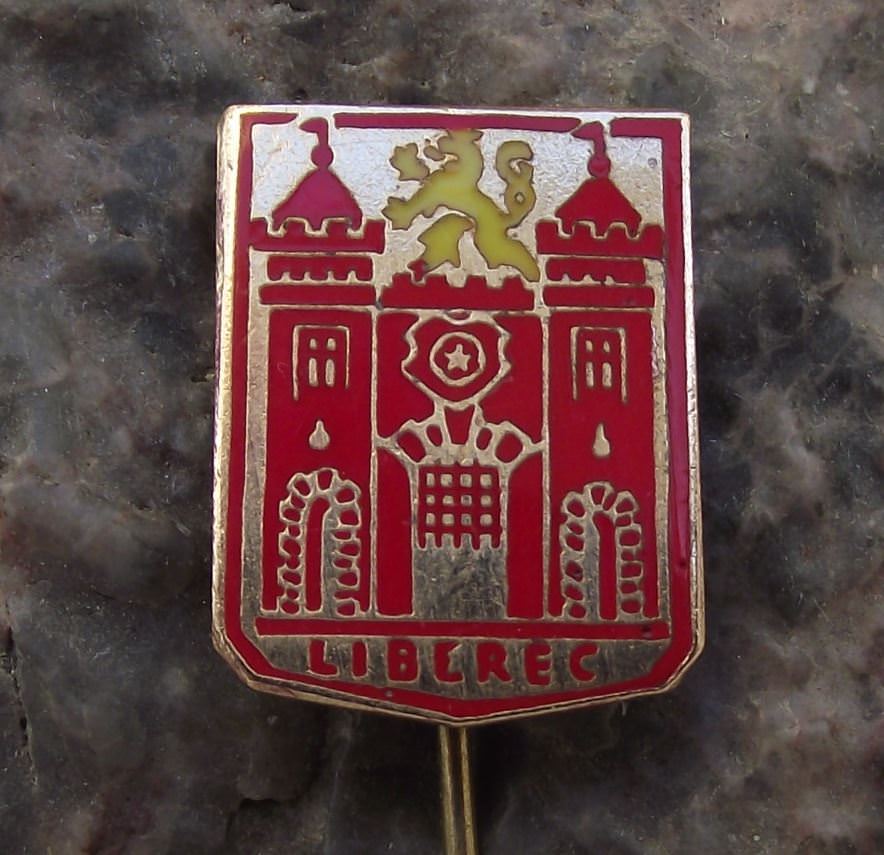 Antique Liberec Czech City Heraldic Crest Tourist Souvenier Shield Pin Badge - Badgecrazy