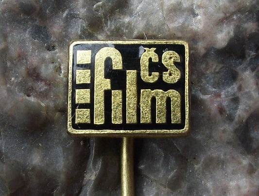 Antique Czechoslovakia CS Film CSF Film Reel Cinema Movie Company Logo Pin Badge - Badgecrazy