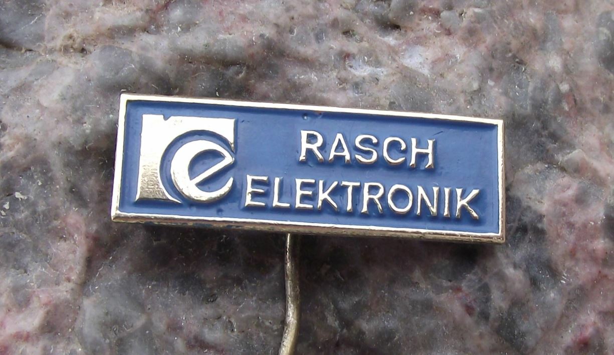 Vintage Rasch Elektronik Electronics Company Advertising Pin Badge - Badgecrazy