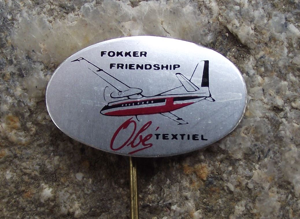 Vintage Fokker Friendship Plane Passenger Transport Aircraft Aviation Pin Badge - Badgecrazy